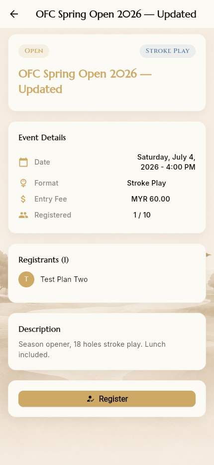 Event details and registration