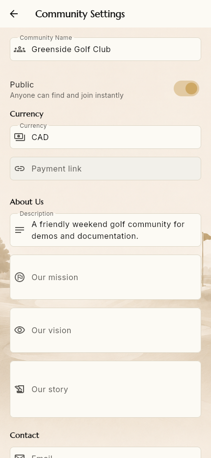 Community settings
