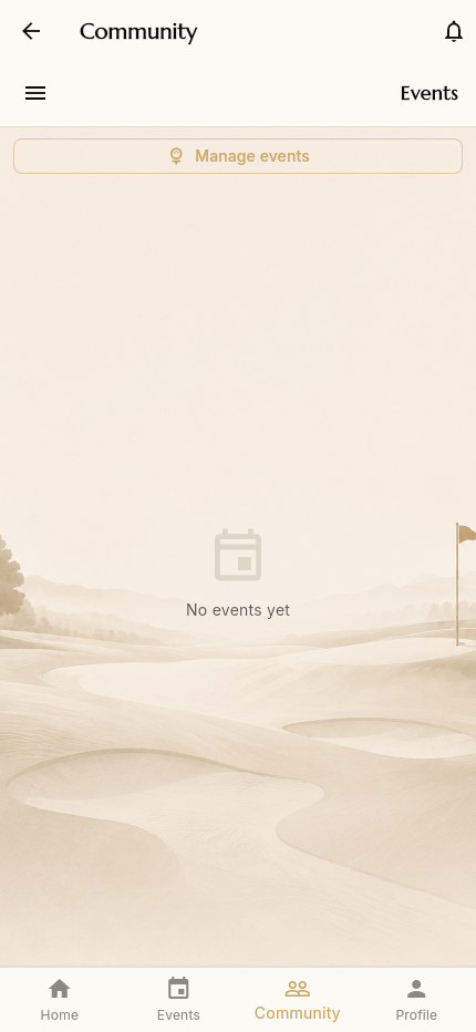 Events section with Manage events